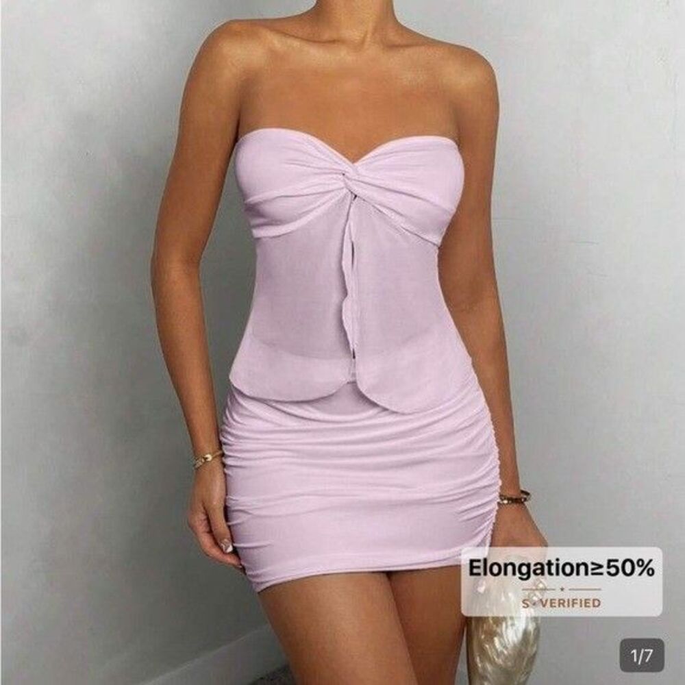 SHEIN Strapless Light Pink Set